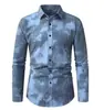 Nueva camisa de manga larga a rayas para hombre con estampado, camisa casual de negocios transfronteriza, camisa de talla grande con estampado digital