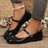 Sapatos Mary Jane Planos Femininos Quadrados Suaves 2026 Nova Coleção Primavera Verão Retrô Marrom Estilo Noturno com Saias Sapatos Mary Jane