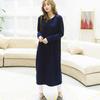 Vestido de cuello redondo para mujer, estilo coreano de otoño e invierno, vestido de manga larga con forro polar, falda gruesa con parte inferior, suelto, talla grande, entrega de una pieza