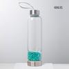 Vaso de Agua Energético de Grava de Cristal Natural Tapa de Acero Inoxidable 304 Botella de Agua con Partición de Boca Pequeña Vidrio para Spa Transfronterizo