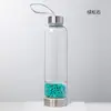 Venda direta da fábrica cascalho de cristal natural copo de energia de borossilicato alto copo em camadas de cristal de aço inoxidável com corda de elevação copo de saúde