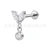 Stud de titanio G23 para labio marquise transfronterizo, aretes y colgantes de aleación de titanio finamente incrustados, joyería para piercing de hueso de la oreja con rosca interna