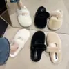 Chinelos peludos femininos para usar ao ar livre, com sola grossa, chinelos de algodão da moda novos 2026, estilo Birkenstock, Mary Jane com forro de pelúcia para outono e inverno