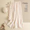 Pantalones Retro de Traje Tang Chino Estilo Chino Verano 2024 Elemento Han Ropa Zen para Té Pantalones de Pierna Ancha Bordados de Algodón y Lino para Mujer