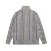 Yidao Vintage 2025 Otoño/Invierno Nuevo Retro Americano Rayas Cuello Alto Cárdigan Tejido Chaqueta para Hombre Holgada Doble Cremallera