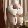 Pantuflas de algodón para mujer, pantuflas de felpa antideslizantes para interiores para uso en casa en invierno, nuevos modelos cálidos para mujer en invierno