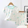 Conjunto Infantil Verão Meninas Meninos Bebê Fino Ar Condicionado Calça Bermuda Manga Curta Roupa de Casa Conjunto de Roupa Externa