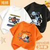 Camiseta de Manga Corta de Algodón Puro para Niños, Estilo Nuevo Verano 2026, Camiseta Infantil Elegante, Top Impreso de Moda para Niños Mayores