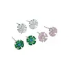 Aguja de Plata S925 Simple Temperamento Arete Pequeño Conjunto Combinado de Tres Pares en una Tarjeta Exquisitos Modernos Pendientes de Circonita Joyería para Orejas