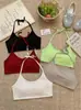 6821 Camada Base de Verão para Mulheres, Top Tubo Sexy com Gola Halter Amarrado Cor Doce Costas Abertas com Bojo Fixo para Roupa de Praia