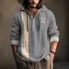 Camisa de Manga Longa Masculina de Verão Nova, Estilo Y2 Europeu e Americano, com Estampa 3D, com Capuz de Abertura Frontal, Venda Direta do Fabricante