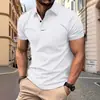 Nueva Camiseta de Verano para Hombre Moda Sencilla Versátil Camiseta de Manga Corta Color Sólido Cuello Solapa Manga Corta