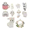 Llaveros de Gato para Hacer Tú Mismo Pendientes Colgantes Mixtos Lindos Accesorios de Esmalte Cadena Collar Abalorios Transfronterizos
