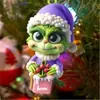 2024 Nuevo Monstruo Peludo Verde Decoración Navideña Colgante Dibujo Animado Colgante para Árbol de Navidad Decoración Interior de Coche de Navidad