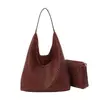 Bolsa tote tecida de cor sólida de alta qualidade para mulheres, grande capacidade, alça de ombro larga, bolsa de ombro única, simples, para o dia a dia, versátil, bolsa feminina retrô