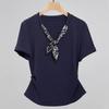Camiseta Blanca de Manga Corta para Mujer, Nuevo Diseño Verano 2026, Blusa Elegante con Cintura Plisada, Top Adelgazante para Mujer 4337