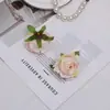 Flor Artificial Perla Cabeza de Flor Rosa Flor de Seda Caja de Regalo Decoración Adornos para Pastel Material Floral Salón de Bodas Decoración Suave Flor Falsa Floral