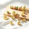 Chapado en oro de 18K14K, fuerte retención del color, incrustado con circonita de colores, cuentas de rueda martilladas, cuentas espaciadoras, cuentas sueltas, accesorios DIY para pulseras, collares y brazaletes
