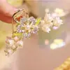 Pinza para el Cabello de Metal para Mujer, Pinza Tiburón de Lujo de Alta Gama, Pasador para Peinados Recogidos, Accesorio para el Cabello con Perlas para la Parte Trasera de la Cabeza