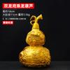 Calabaza de dragón y fénix, adornos de calabaza de cobre, decoración del hogar, sala de estar, oficina, manualidades, entrada, adornos de la suerte
