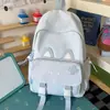 Mochila Fofa de Gatinho Estilo Japonês para Meninas, Adequada para Alunos do Ensino Fundamental II e Médio, Viagens Curtas e Design Estiloso