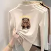 Ropa interior base de forro polar con cuello alto medio para niña para primavera, otoño e invierno, top cálido de manga larga con dibujos animados para niños