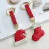 Colgante Llavero de Navidad con Pedrería de Arcilla Transfronterizo con Pedrería, Reno, Árbol de Navidad, Bastón de Santa Claus, Llavero para Bolsa