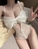 Ropa interior sexy encaje blanco lazo tirante perspectiva femenino sexy puro volantes mameluco al por mayor generación