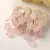 Estilo Antigo Jade Pêssego Flor Borla Gradiente Flor Pequena Tecido Patch DIY Brincos de Menina Doce Acessórios de Cabelo Adorno de Cabeça Acessórios de Roupa