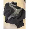 Chaqueta de punto gris con diseño de dos piezas falsas para mujer, otoño e invierno, suéter único y exquisito, prenda base para interiores, top