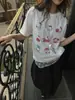 Camiseta de Manga Curta de Algodão Puro Pelúcia Estilo Europeu e Americano Camiseta Feminina de Algodão Puro Estampada de Meia Manga Top Roupas com Estilo Elegante e Fashion de Hong Kong
