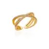 Venta Caliente Transfronteriza Anillo Abierto Corazón de Amor de Lujo Ligero Sentido de Diseño Exagerado Anillo de Flor de Zirconia con Lazo Suministro de Joyería