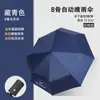 Guarda-chuva Automático Personalizado, Guarda-sol Preto com 8 Varetas com Proteção UV, Uso Duplo para Sol e Chuva, Guarda-chuva de Negócios para Presente com Impressão de Logo