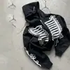 Nuevo cárdigan con capucha y cremallera retro transfronterizo otoño/invierno, unisex, moderno, holgado, chaqueta sudadera negra