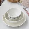 Estilo Francés Simple Estilo Ins Color Bajo Cubierta Blanco Puro Vajilla en Relieve Tazón de Arroz Lujo Ligero Hogar Tazón de Sopa Plato de Cerámica
