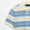 Comercio Exterior Ropa de Mujer Verano Nuevo Estilo Moda Europea y Americana Simple Versátil Rayas Tejido Polo Camiseta Superior