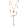 [Bing Meng] amor borla larga acero inoxidable doble cadena accesorios de moda regalo día de la madre N1504