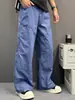 Pantalones de Trabajo Vintage Resistentes de Pierna Ancha Adelgazantes con Doble Rodilla para Hombre, Pantalones Cargo de Pierna Recta Línea A Desgastados con Lavado Pesado y Salpicaduras de Tinta