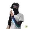 Conjunto de Três Peças: Manga de Gelo para Ciclismo, Máscara de Proteção Solar, Véu de Rosto Inteiro Anti-UV para Montanhismo, Conjunto de Chapéu com Manga de Gelo para Proteção Solar
