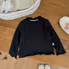 Estilo Coreano Novo Outono/Inverno Escovado Meninas Doce Acabamento com Babados Camada Base Bebê Renda Manga Longa Camiseta Quente Fashion