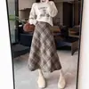 Falda de Cuadros con Atmósfera de Otoño e Invierno para Mujer, Petite de Otoño e Invierno 2025 Nueva Falda de Paraguas de Cintura Elástica de Longitud Media