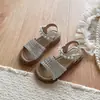 Sandalias Modernas y Elegantes para Niñas con Tiras Tejidas y Perlas, Estilo Deportivo para Verano, Adecuadas para Vestidos de Niñas, Zapatos de Playa para Niñas