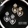 ¡Amor del Río Corazón! Pendientes de botón de circonita en forma de corazón deslumbrantes, pendientes versátiles estilo coreano ins, sensación de lujo ligero y alta gama