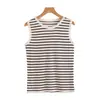 Ropa de Mujer 2026 Verano Nuevo Estilo Chaleco de Seda Simple Casual Rayado Sin Mangas Top Clásico Versátil Se Puede Usar por Fuera