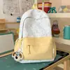 Blanco Leche Floral Fresco Oso Lindo Patchwork Mochila Estudiante Estilo Sanador Suave Compañero Mejor Amigo Combinación Viaje Mochila Pequeña