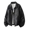 Chaqueta de Piel para Hombre Enbu, Nuevo Estilo Primavera y Otoño, Cuello Solapa, Corte Holgado, Casual, Versátil, Retro, a la Moda, Tendencia, Chaqueta Versátil