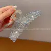 Novo Presilha de Cabelo Flor de Cristal Resistente para Primavera e Verão, Feita à Mão, Totalmente Cravejada com Diamantes, Presilha Grande de Tubarão na Parte de Trás da Cabeça, Presilha Superior para Mulheres