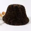 Novo Chapéu de Pescador de Pelúcia com Estampa de Leopardo Estilo Coreano para Mulheres, Quente Retro Personalizado Moda Chapéu de Pescador, Chapéu Casual