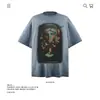 Camiseta de Manga Corta Estampada de Algodón Puro Pesado Marca de Moda Oscura Americana para Hombres y Mujeres Nueva Holgada Exportación Transfronteriza Venta al por Mayor 250g