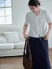 Ropa Talla Grande ALINDM para Mujeres Ligeramente Gorditas Camisa de Manga Corta con Cuello en V 100 kg Falda Media de Encaje Francés